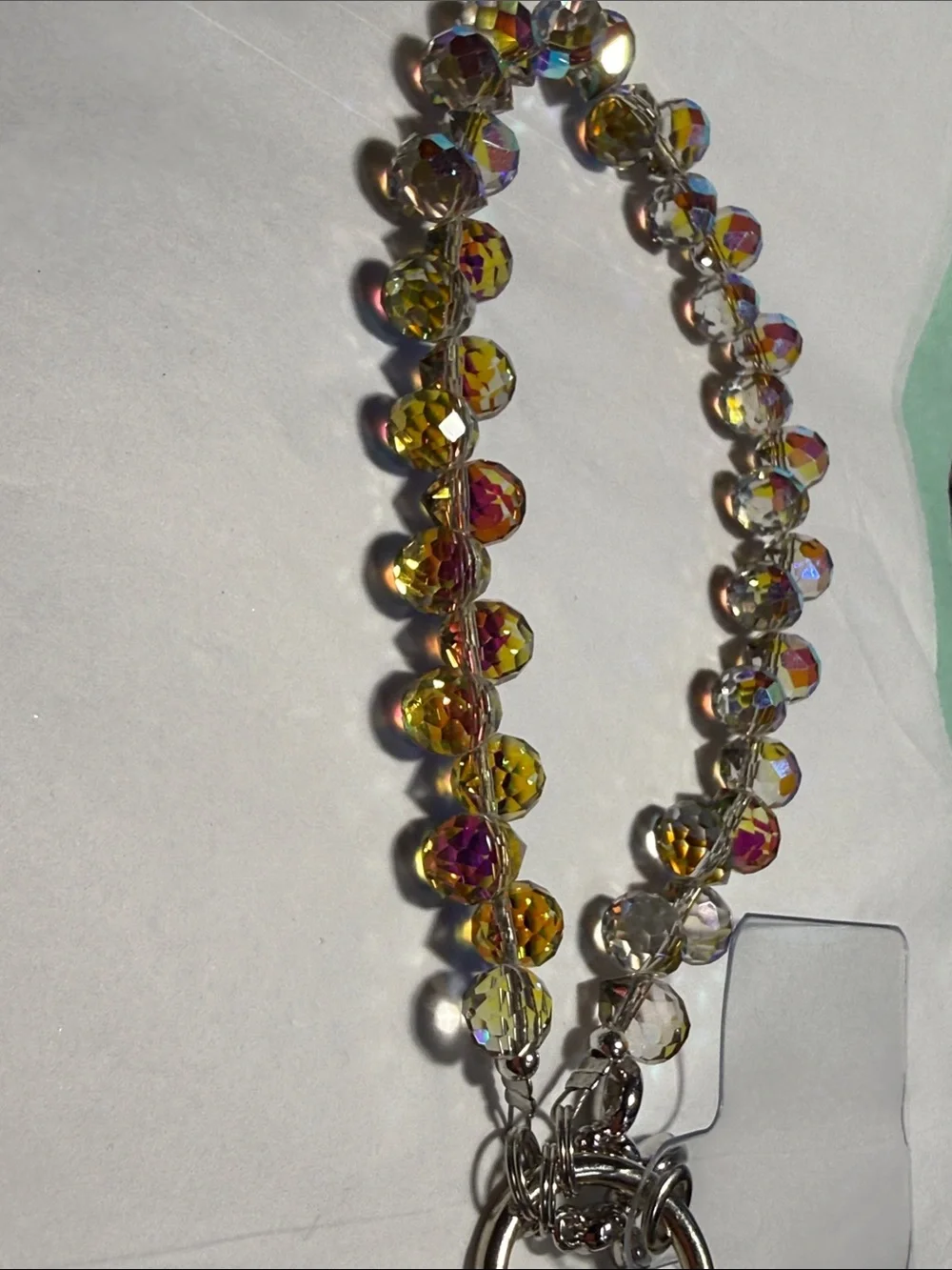 Acrylic Bead Phone Wrist Strap in Iridescent Multicolor